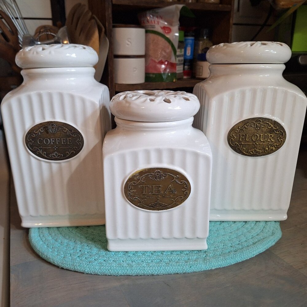 3 shabby chic canisters